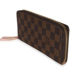 Louis Vuitton Rose Ballerine Damier Ebene Canvas Clemence Zippy Wallet