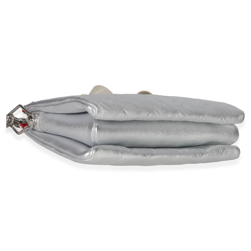 Louis Vuitton Silver Metallic Monogram Embossed Lambskin Coussin PM