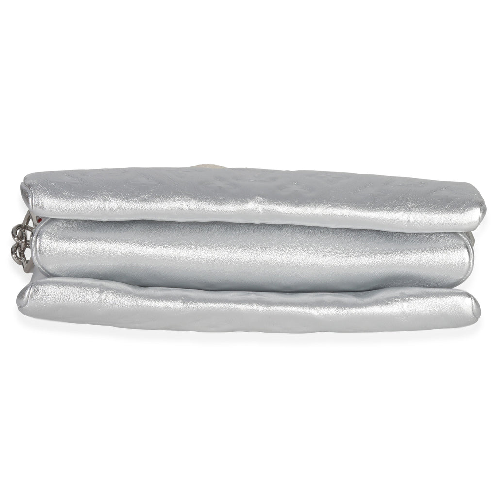 Louis Vuitton Silver Metallic Monogram Embossed Lambskin Coussin PM