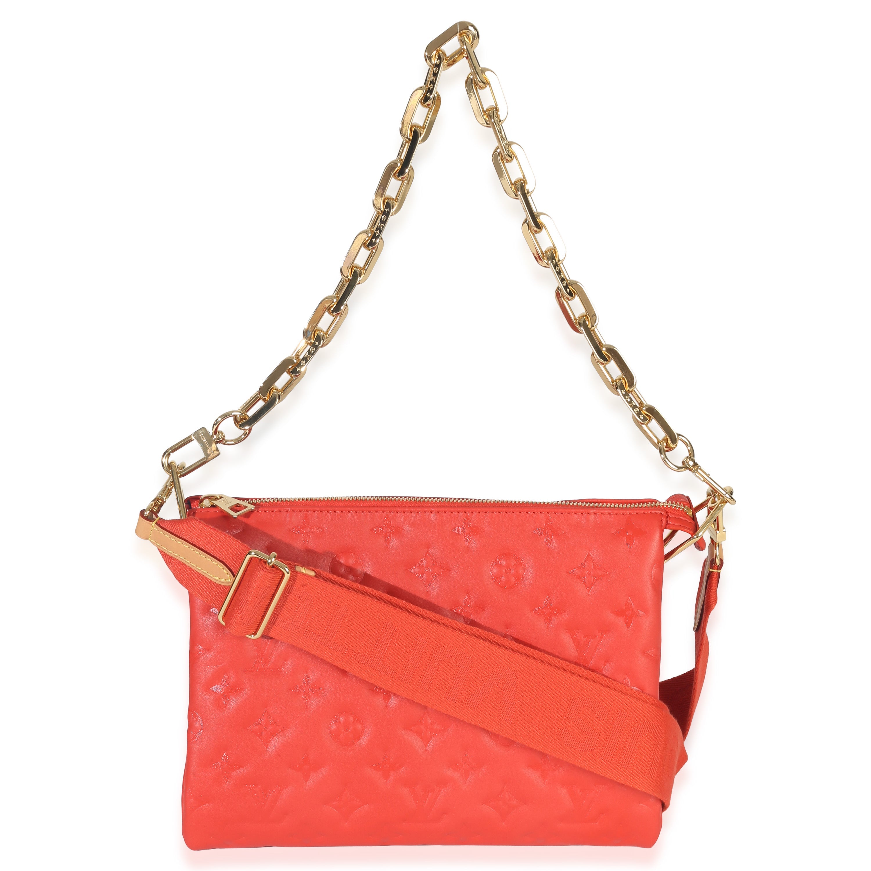 Louis Vuitton Red Monogram Embossed Lambskin Coussin PM