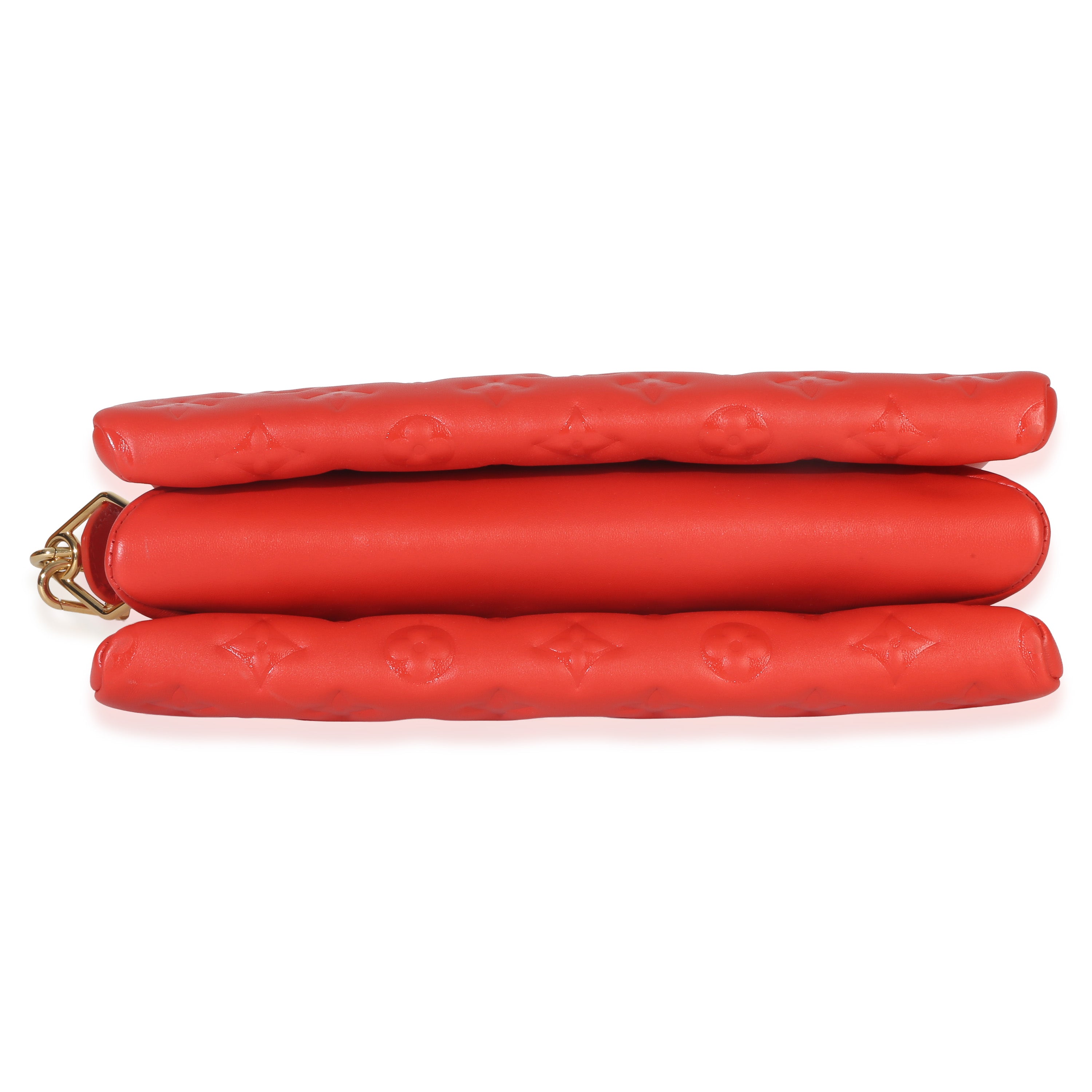 Louis Vuitton Red Monogram Embossed Lambskin Coussin PM