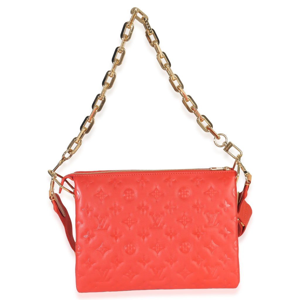 Louis Vuitton Red Monogram Embossed Lambskin Coussin PM