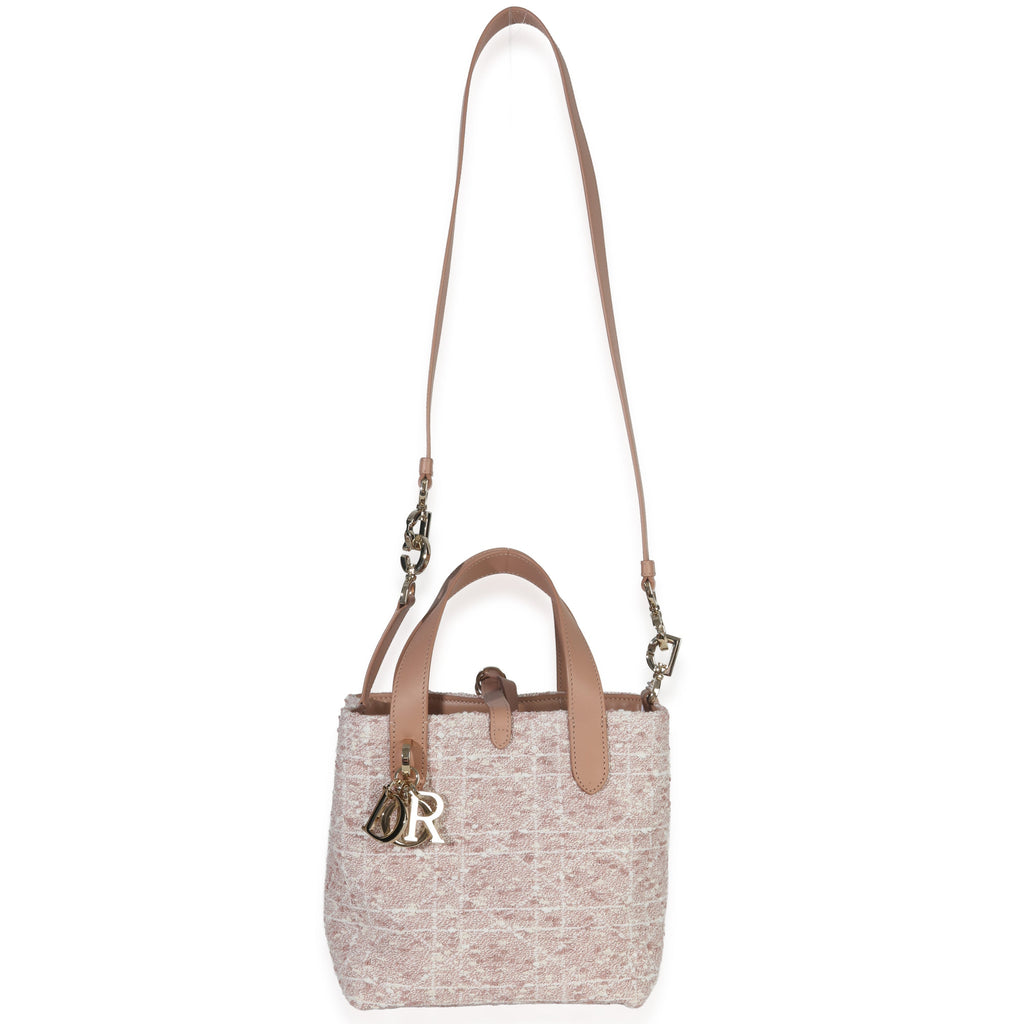Christian Dior Rose Des Vents Tweed Small Toujours Vertical Tote