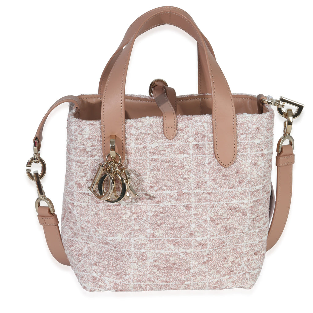 Christian Dior Rose Des Vents Tweed Small Toujours Vertical Tote
