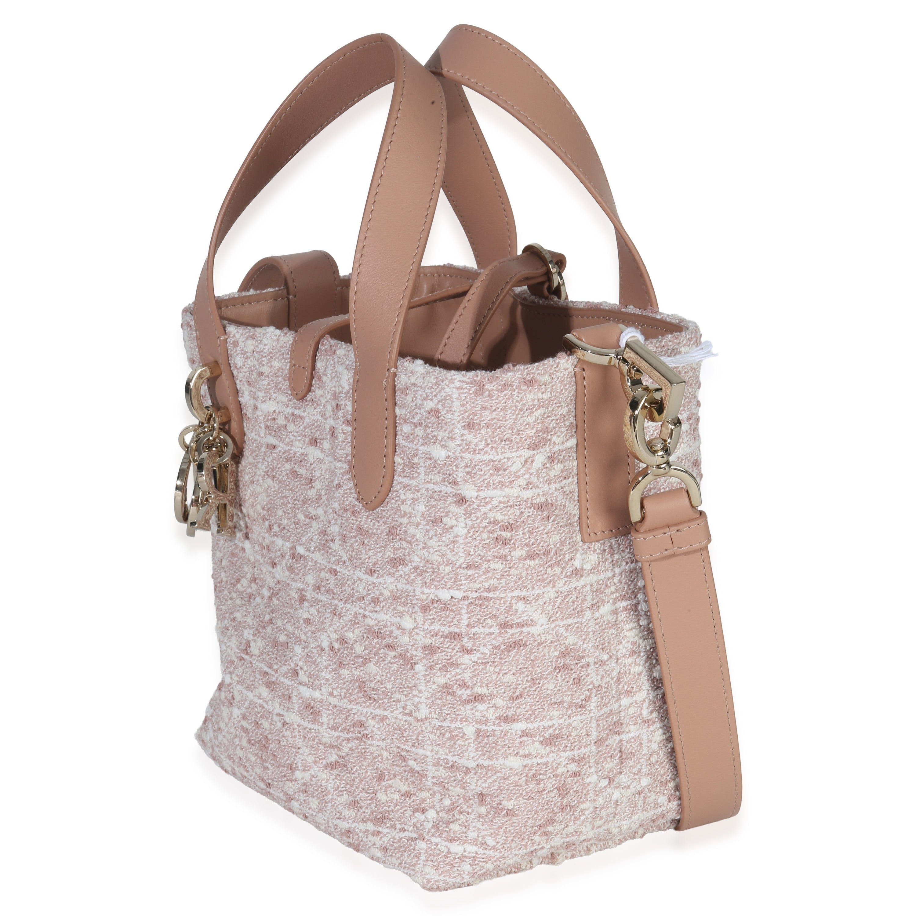 Christian Dior Rose Des Vents Tweed Small Toujours Vertical Tote