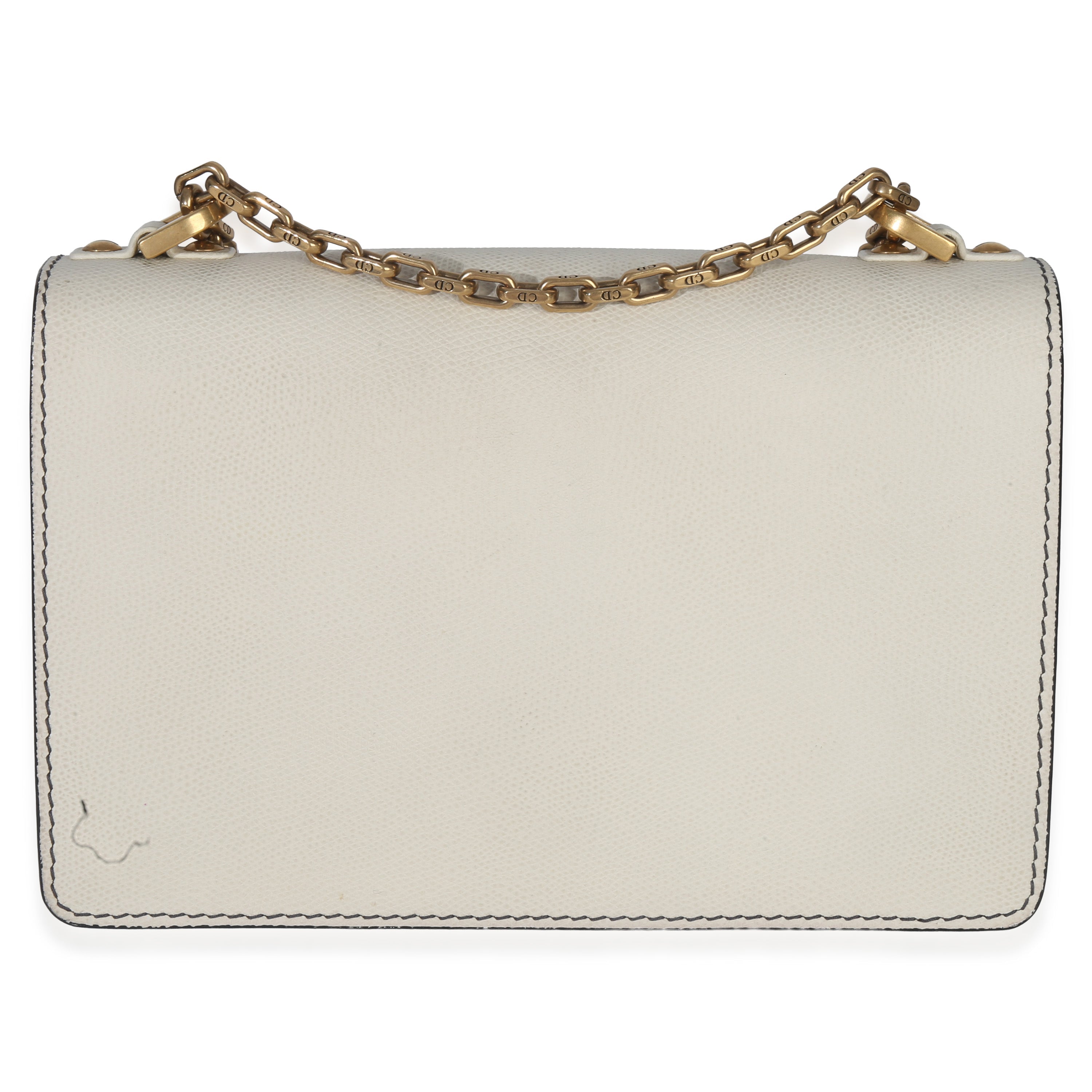 Christian Dior Off White Grained Calfskin JAdior Chain Flap Bag