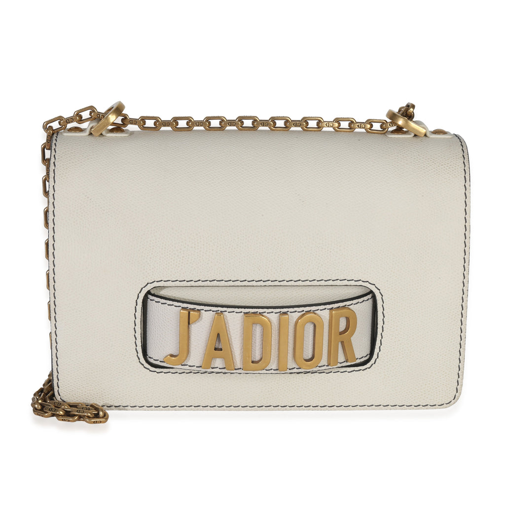 Christian Dior Off White Grained Calfskin JAdior Chain Flap Bag