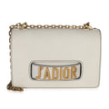 Christian Dior Off White Grained Calfskin JAdior Chain Flap Bag
