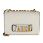 Christian Dior Off White Grained Calfskin JAdior Chain Flap Bag