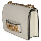 Christian Dior Off White Grained Calfskin JAdior Chain Flap Bag