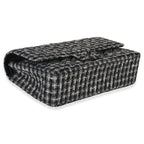 Chanel Black White Tweed Quilted Medium Classic Double Flap
