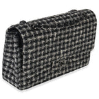 Chanel Black White Tweed Quilted Medium Classic Double Flap