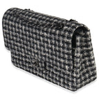 Chanel Black White Tweed Quilted Medium Classic Double Flap