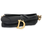 Christian Dior Black Grained Calfskin Medium Saddle Bag