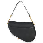 Christian Dior Black Grained Calfskin Medium Saddle Bag