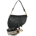 Christian Dior Black Grained Calfskin Medium Saddle Bag
