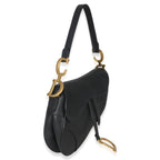 Christian Dior Black Grained Calfskin Medium Saddle Bag