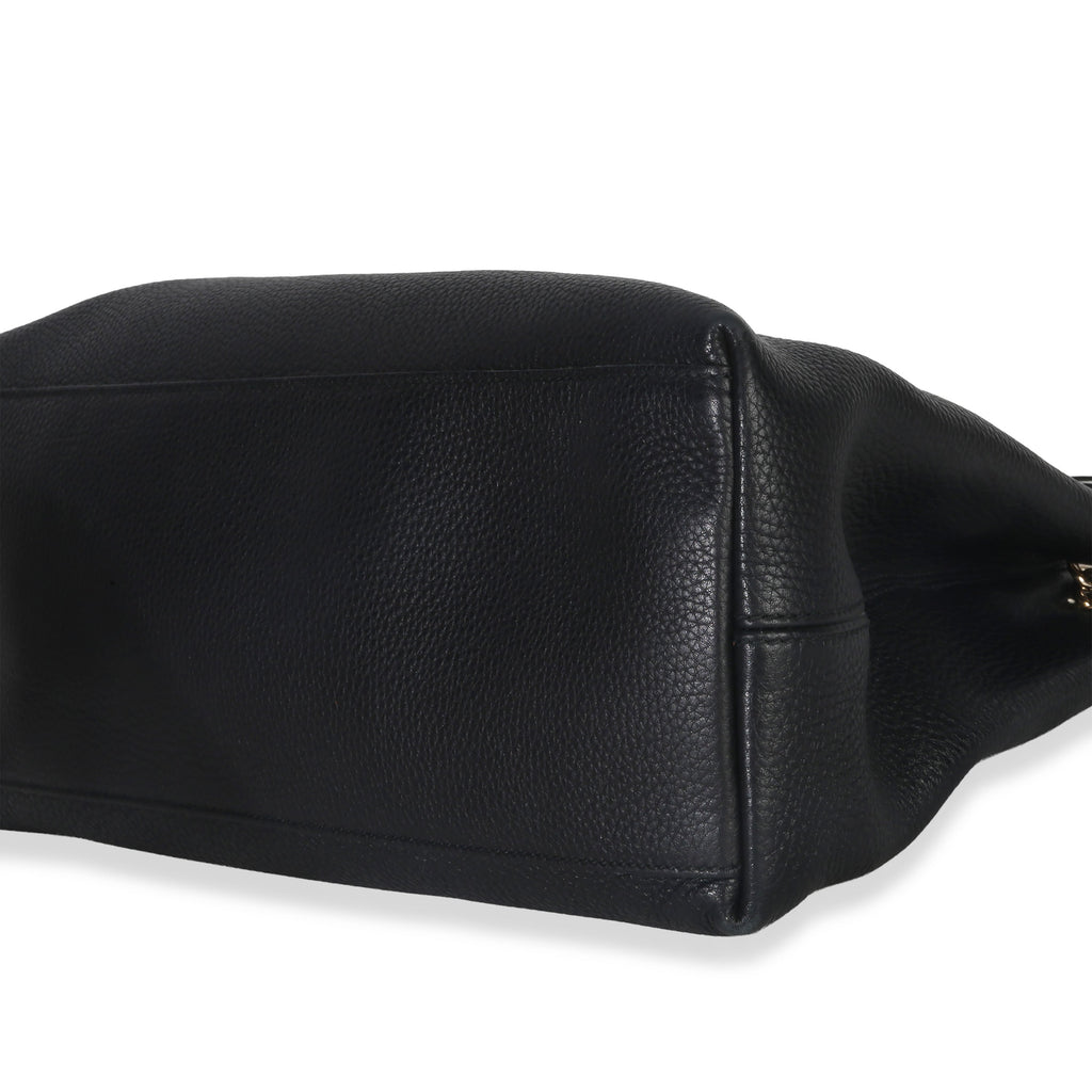 Gucci Black Pebbled Calfskin Medium Soho Chain Shoulder Bag