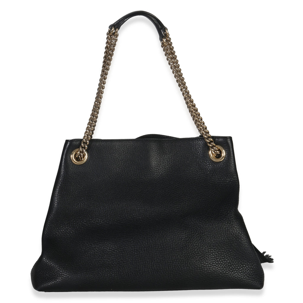 Gucci Black Pebbled Calfskin Medium Soho Chain Shoulder Bag