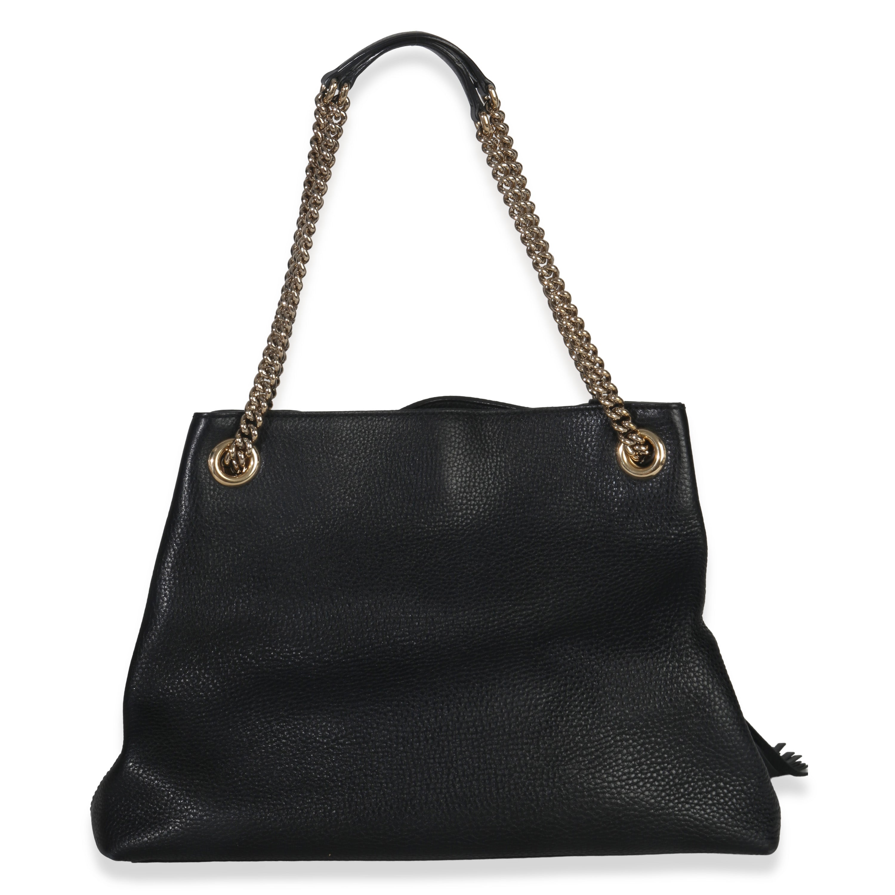 Gucci Black Pebbled Calfskin Medium Soho Chain Shoulder Bag