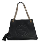 Gucci Black Pebbled Calfskin Medium Soho Chain Shoulder Bag