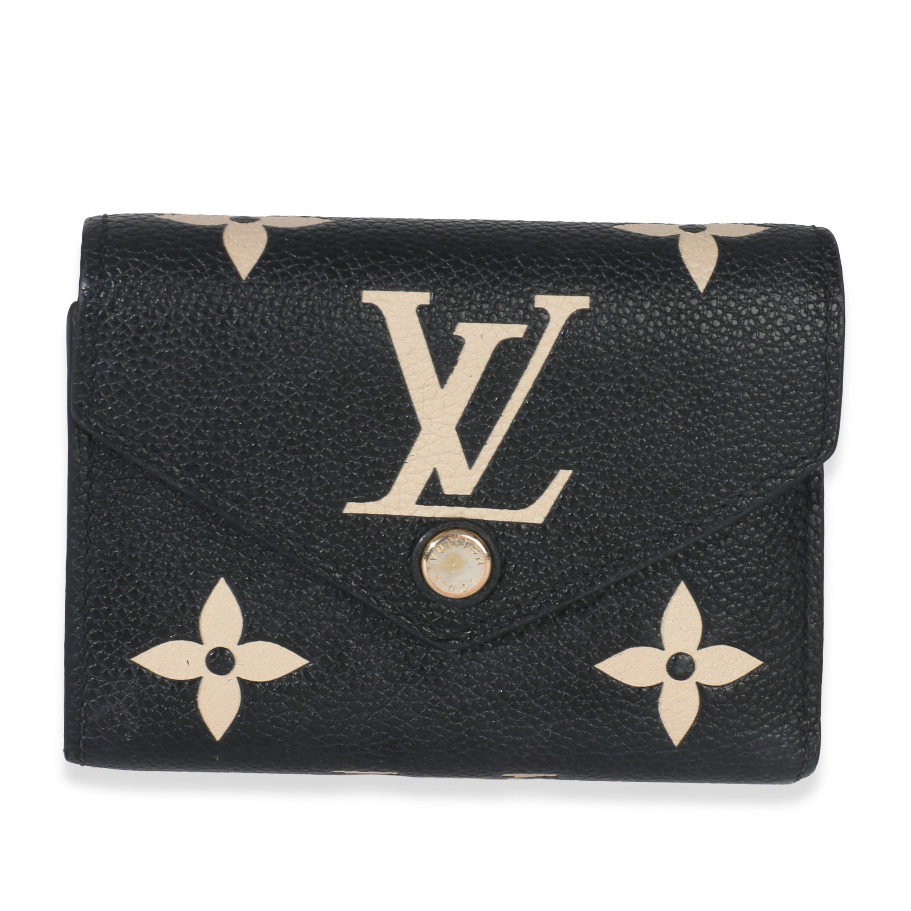 Louis Vuitton Black Beige Bicolor Giant Monogram Empreinte Victorine Wallet