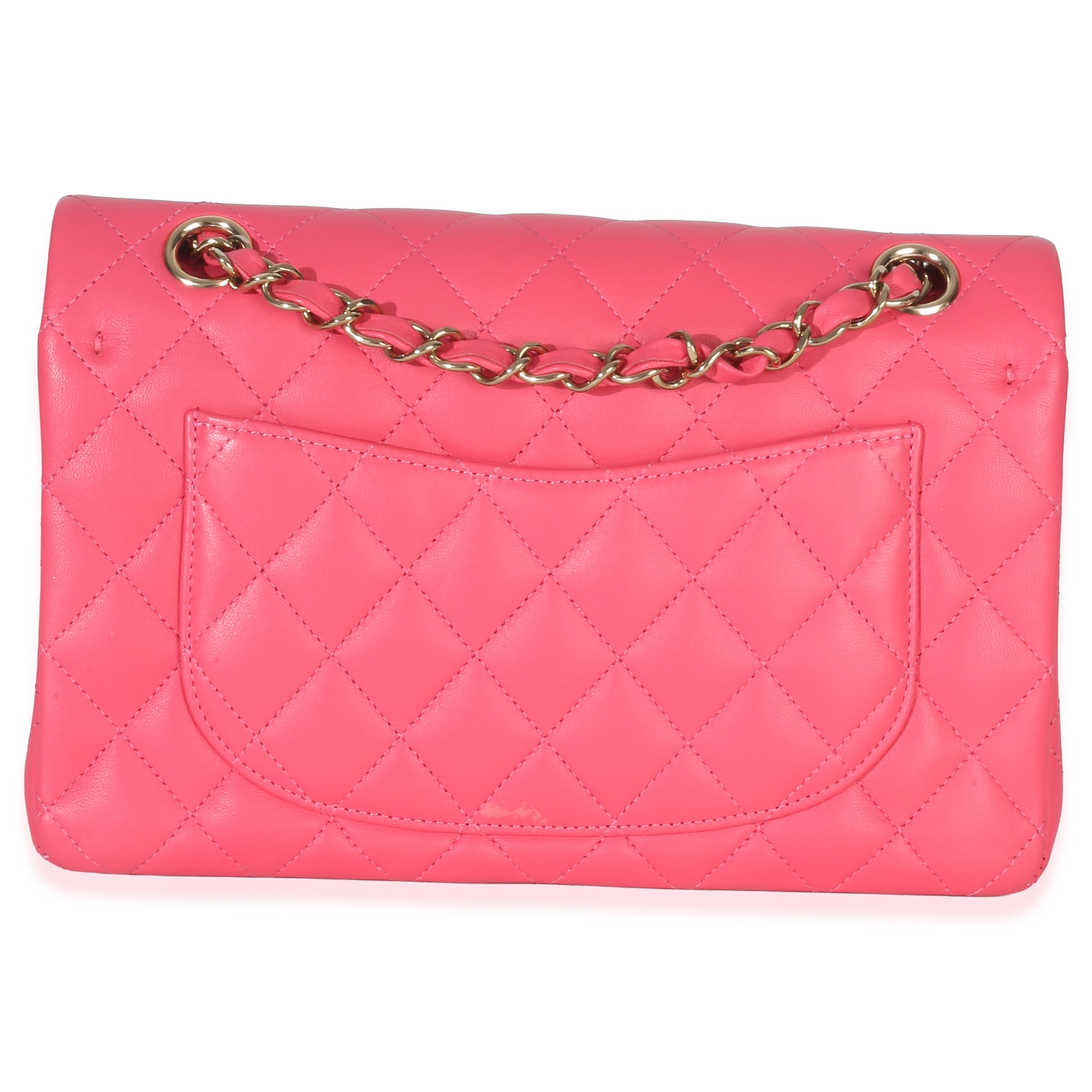 Chanel Pink Quilted Lambskin Small Classic Double Flap Bag