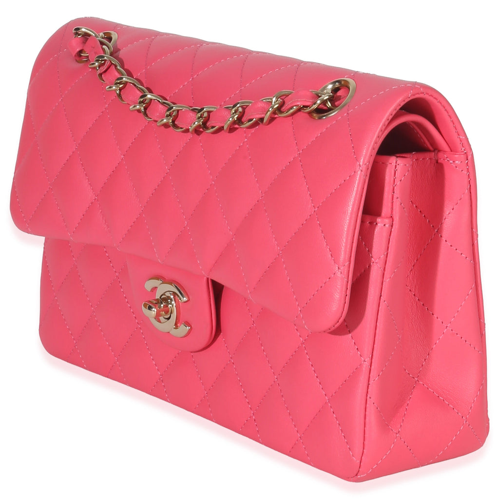 Chanel Pink Quilted Lambskin Small Classic Double Flap Bag
