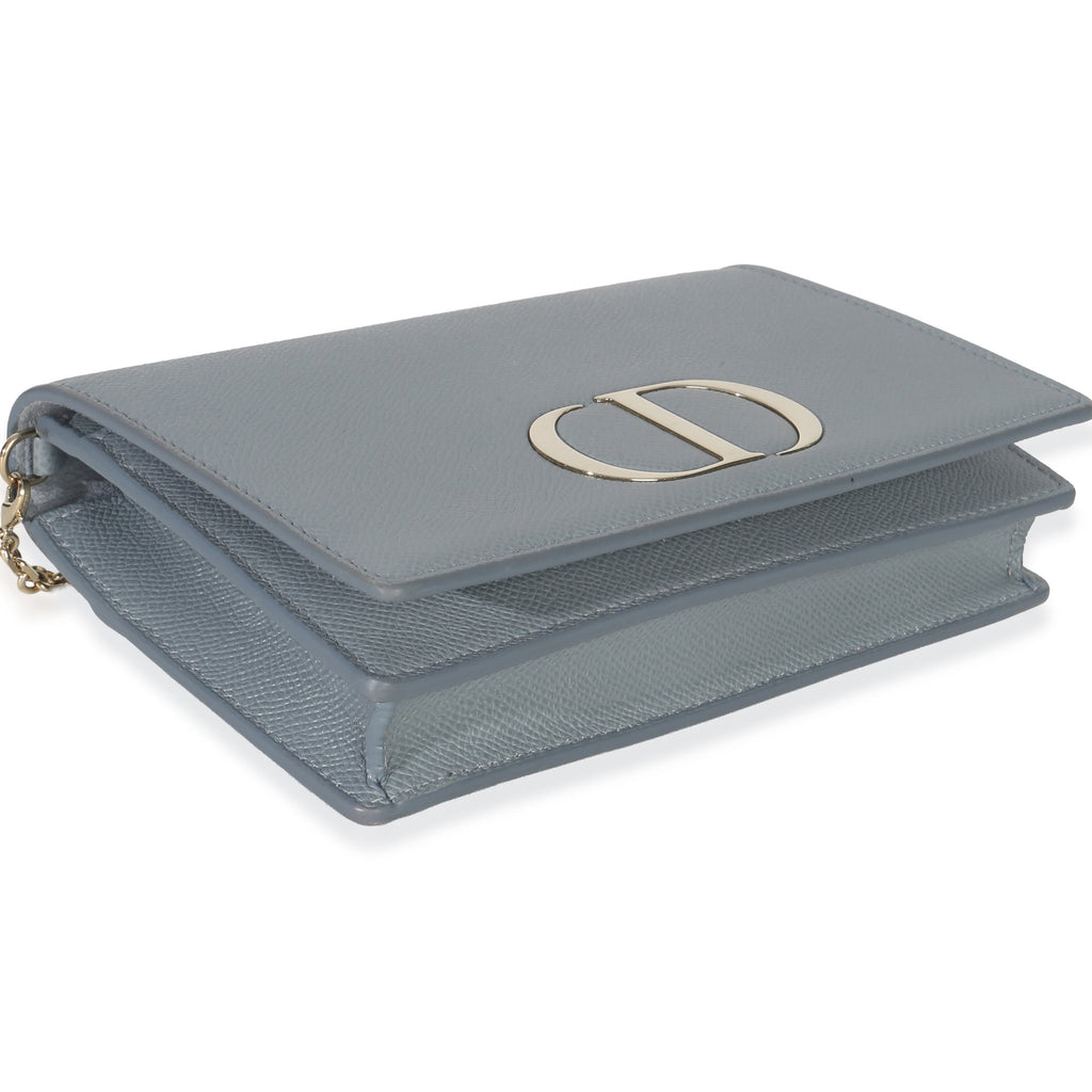 Christian Dior Blue Grained Calfskin 30 Montaigne 2-in-1 Pouch