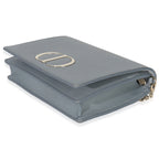 Christian Dior Blue Grained Calfskin 30 Montaigne 2-in-1 Pouch