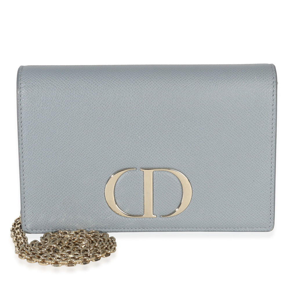 Christian Dior Blue Grained Calfskin 30 Montaigne 2-in-1 Pouch