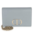 Christian Dior Blue Grained Calfskin 30 Montaigne 2-in-1 Pouch