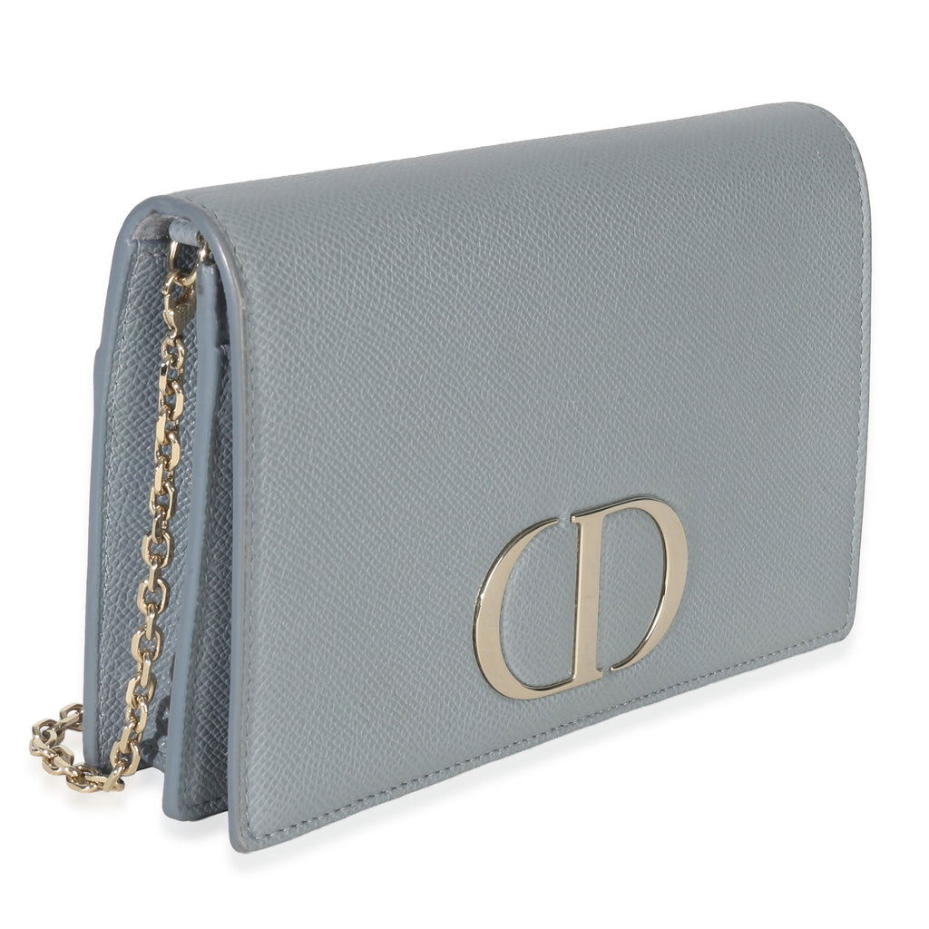 Christian Dior Blue Grained Calfskin 30 Montaigne 2-in-1 Pouch