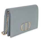 Christian Dior Blue Grained Calfskin 30 Montaigne 2-in-1 Pouch