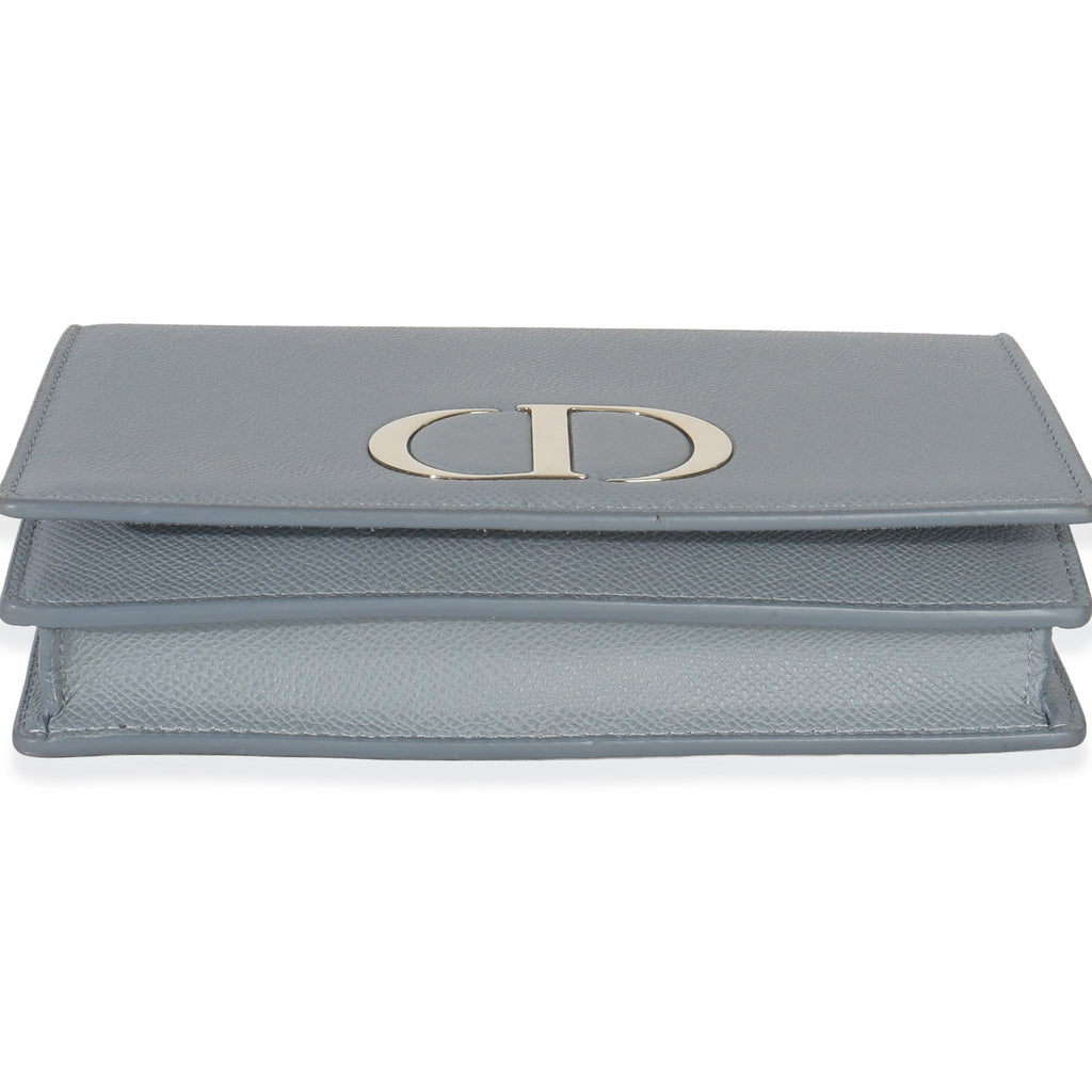 Christian Dior Blue Grained Calfskin 30 Montaigne 2-in-1 Pouch