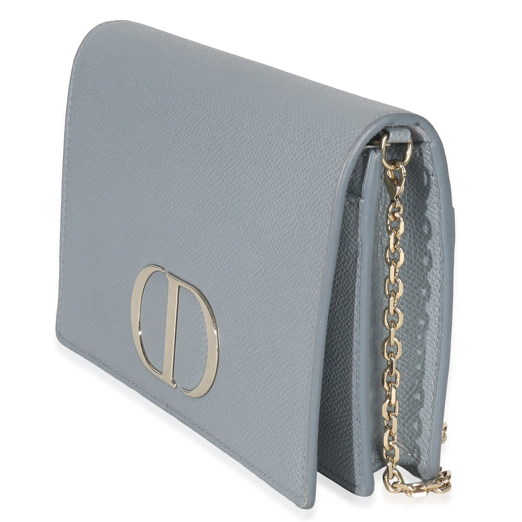 Christian Dior Blue Grained Calfskin 30 Montaigne 2-in-1 Pouch