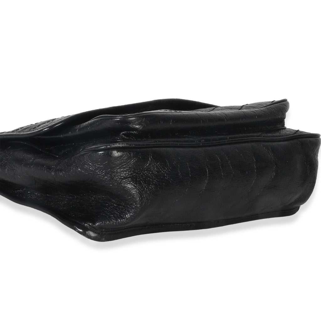 Saint Laurent Black Crinkled Calfskin Matelasse Medium Niki Chain Satchel