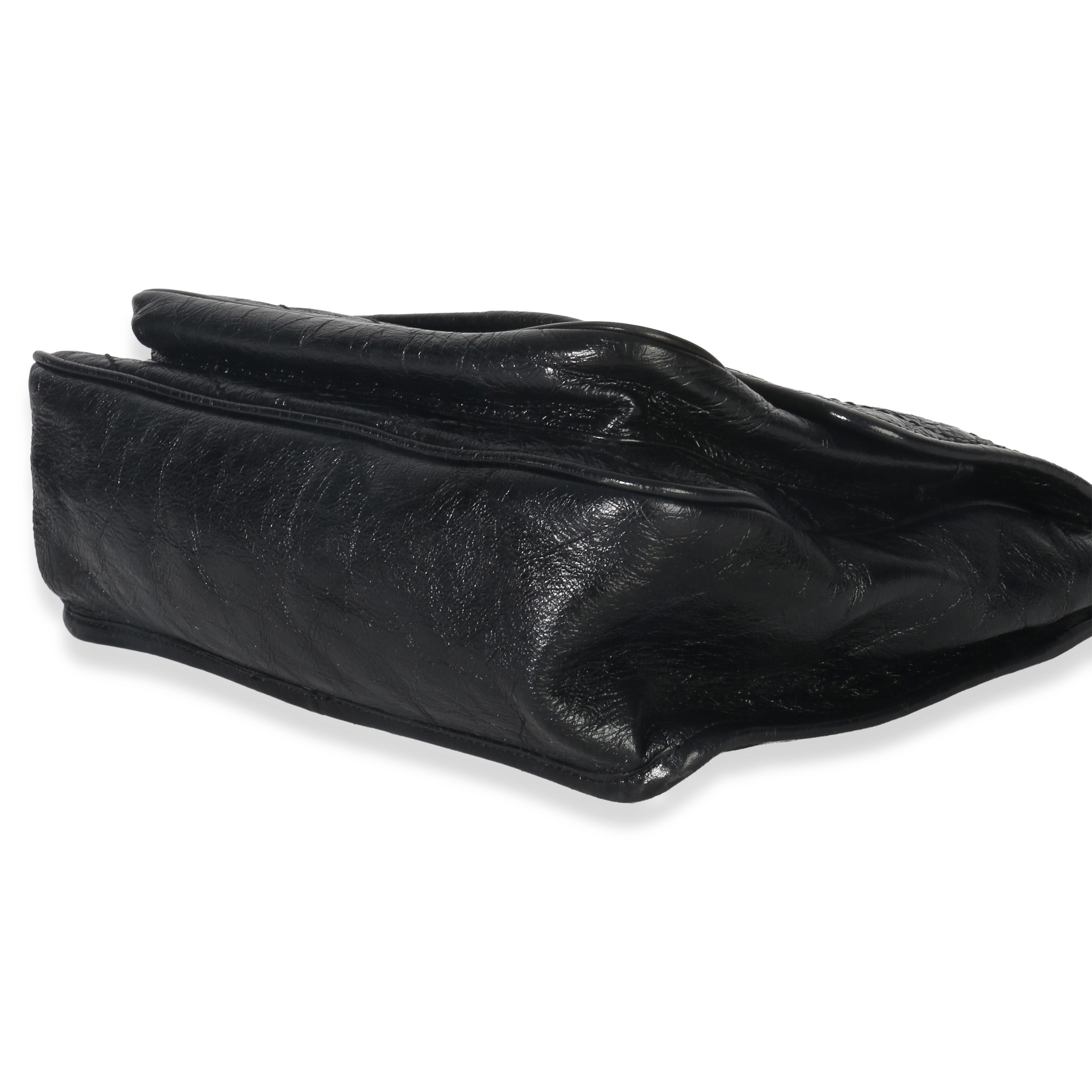 Saint Laurent Black Crinkled Calfskin Matelasse Medium Niki Chain Satchel