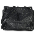 Saint Laurent Black Crinkled Calfskin Matelasse Medium Niki Chain Satchel