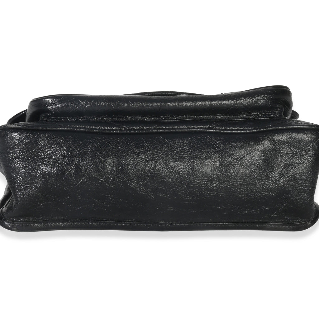 Saint Laurent Black Crinkled Calfskin Matelasse Medium Niki Chain Satchel