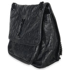 Saint Laurent Black Crinkled Calfskin Matelasse Medium Niki Chain Satchel