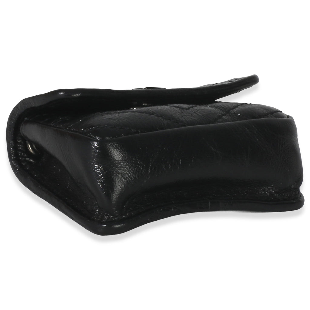 Saint Laurent Black Crinkled Calfskin Matelasse Micro Niki Airpods Case