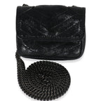 Saint Laurent Black Crinkled Calfskin Matelasse Micro Niki Airpods Case