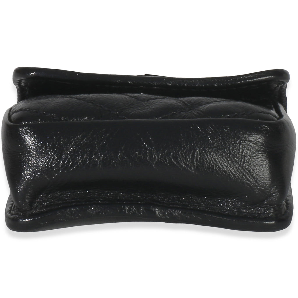 Saint Laurent Black Crinkled Calfskin Matelasse Micro Niki Airpods Case