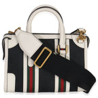 Gucci Black White Canvas Mini Double G Top Handle Bag