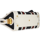 Gucci Black White Canvas Mini Double G Top Handle Bag