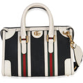 Gucci Black White Canvas Mini Double G Top Handle Bag