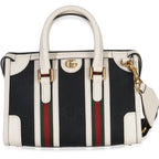 Gucci Black White Canvas Mini Double G Top Handle Bag