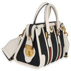 Gucci Black White Canvas Mini Double G Top Handle Bag