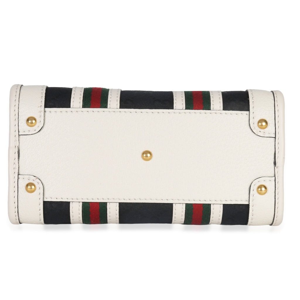 Gucci Black White Canvas Mini Double G Top Handle Bag